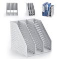 thumbnail image 1 of NOGIS Collapsible 3 Compartment Magazine Holder Desktop Adjustable Sturdy File Dividers Document Cabinet Rack Display (Light Gray), 1 of 7