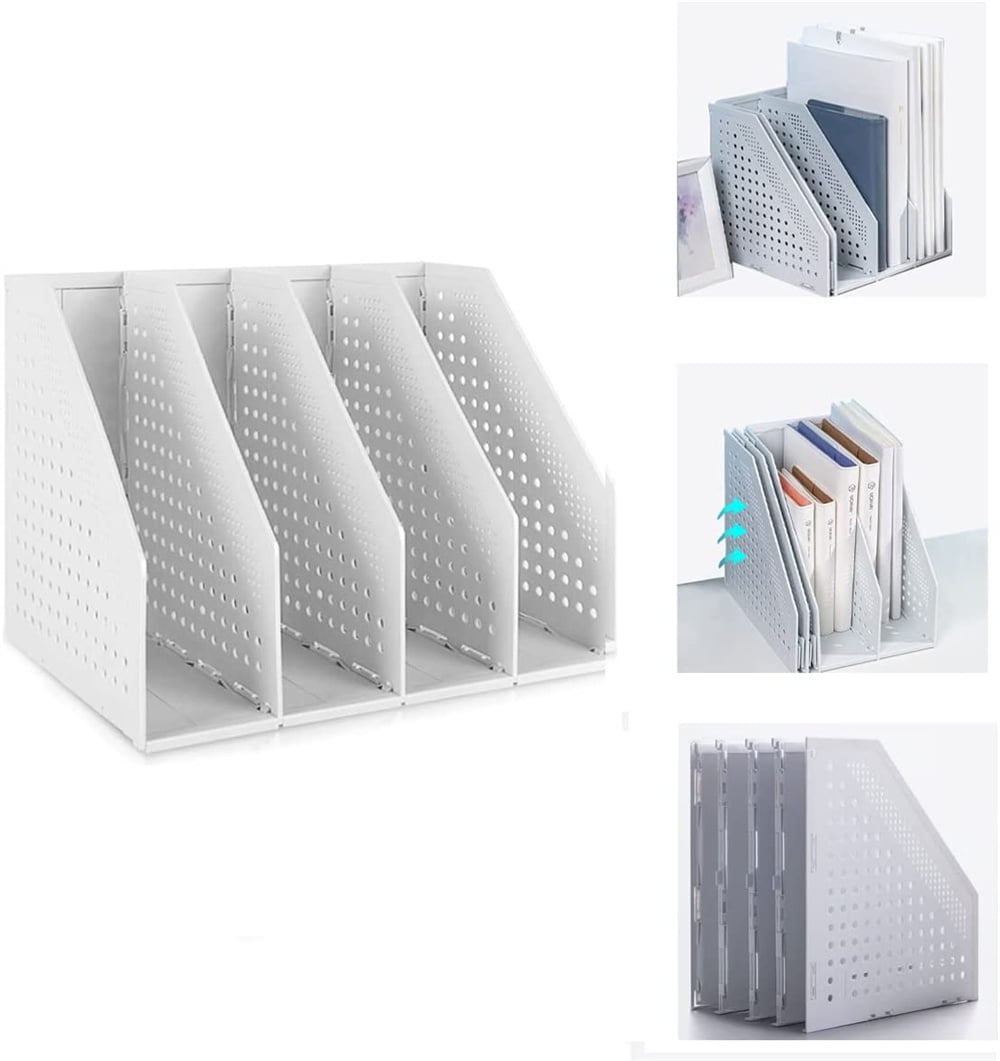 NOGIS Collapsible 4 Compartment Magazine Holder Desktop Adjustable