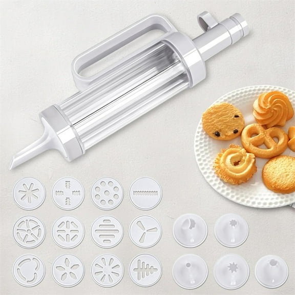 NOGIS Cookie Press Gun Kit, Cookie Press Set for Baking Cookie Decorating Kit with 12 Cookie Press Discs and 6 Piping Tips for DIY Biscuit Cake Dessert Making and Decorating Baking Supplies