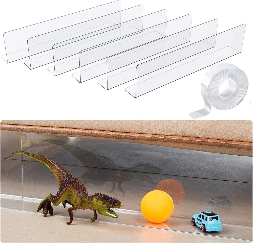 NOGIS Under Couch Blocker for Pets Gap Bumper for Stop Dogs and Cats Safety Plastic Clear Under Bed Blocker for Sofa Barrier Blocking with Strong Adhesive 5 Pack 4.7'' Height
