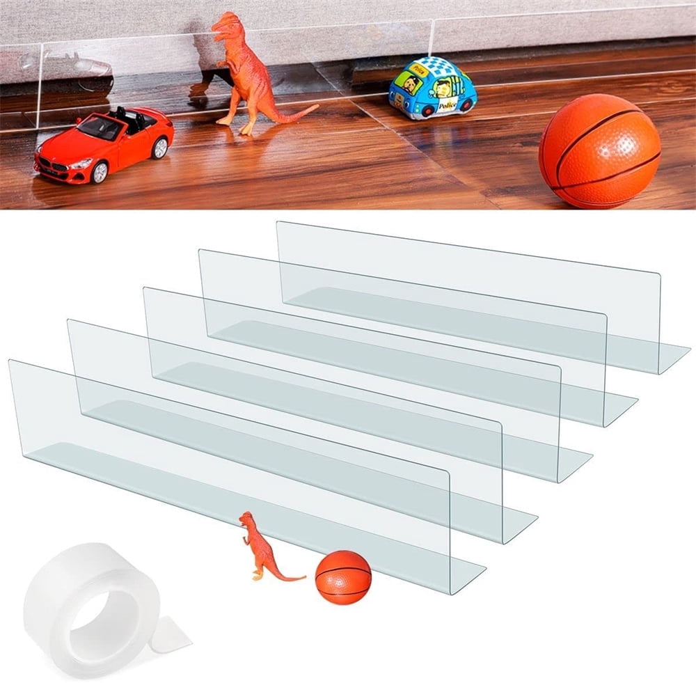 NOGIS Under Couch Blocker for Pets and Kids Toys - 5 Pack Transparent Under Bed Blocker for Dogs and Cats Safety Plastic with Strong Adhesive to Prevent Things from Getting Under The Furniture