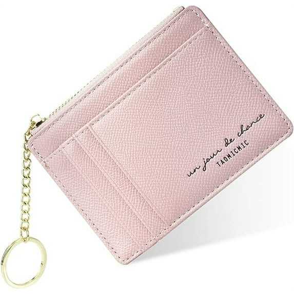 NOGIS Credit Card Holder Wallet, Minimalist Leather Slim Change Wallet Zipper Coin Purse, Mini Credit Card Protector, Keychain Front Pocket Wallets for Women Ladies