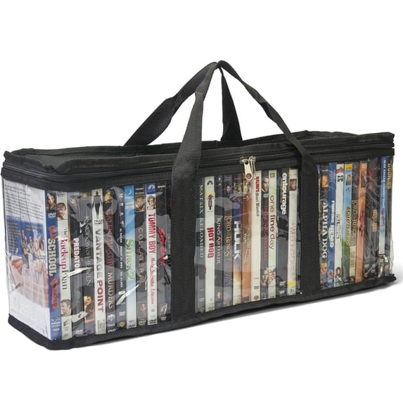 Dvd Rack Plastic Black NOGIS DVD Storage Bag - Clear Plastic Organizer,Triple-Stitched Handles ...