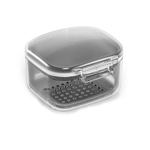 NOGIS Denture Bath Case Cup Box Holder Storage Soak Container with Strainer,Denture Cup,Retainer Case,False Teeth Storage Box HolderDental Appliance