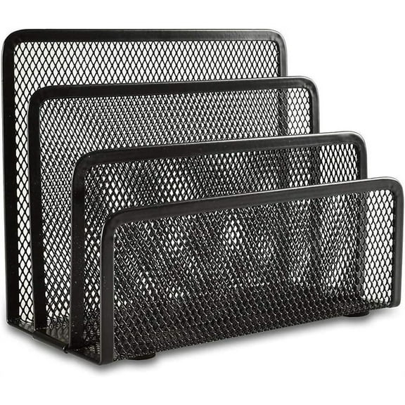 NOGIS Desk Mail Organizer, Office Small Letter Sorter Desktop File Organizer Metal Mesh with 3 Vertical Upright Compartments, 1 Pack