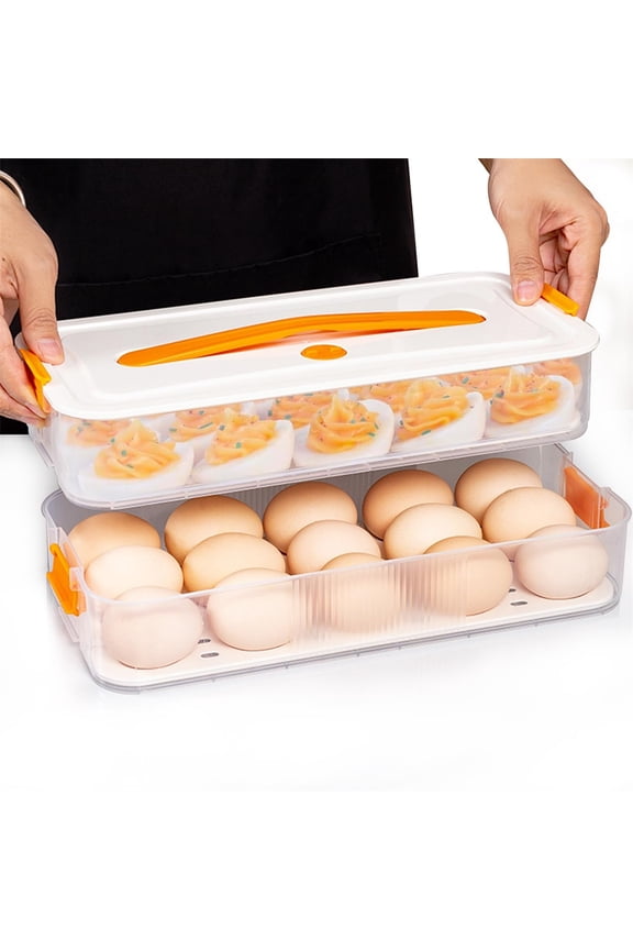 Deviled Egg Containers With Lid, Deviled Egg Tray Carrier with Handle for 30 Eggs, Slots for Kitchen and Parties and Parties, Easter