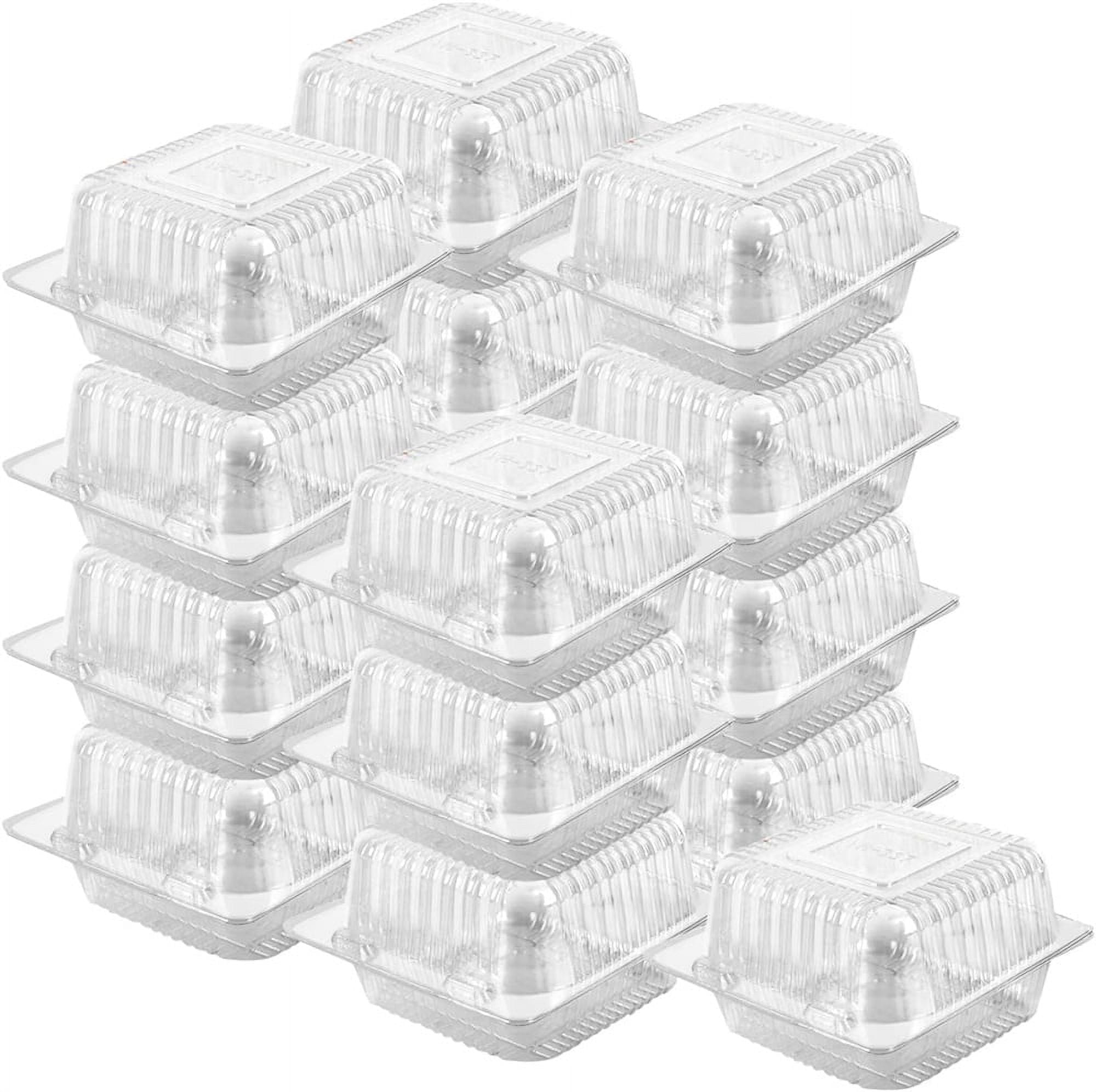 NOGIS Disposable Plastic To Go Containers with Clear Lids (50 Pack) Square Clamshell Food Boxes for Take Out, Home Party Togo Clam Shell Box to Carry Cake, Dessert, Small Sandwich