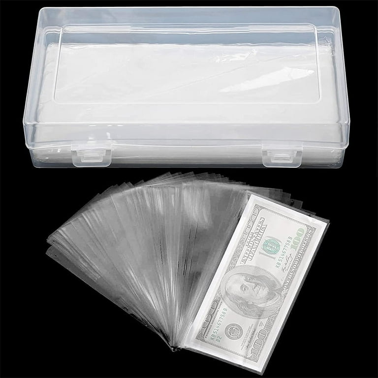 NOGIS Plastic Dollar Bill Holder with Storage Case, 100pc