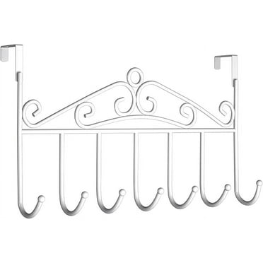 2 Pack Over The Door Hooks – Vertical Towel Rack, 5 Hooks Each, Holds 15 Lbs Per Hook, White, No Drill, Space-Saving For Bathroom, Bedroom