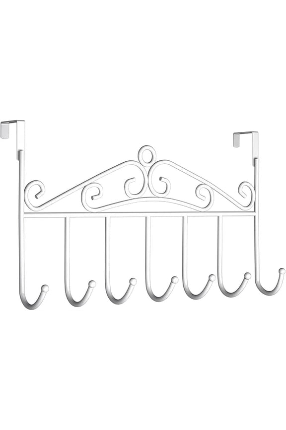over the Door Hook,over Door Coat Rack ,over Door Towel Rack,Door Hooks,Door Hanger Hook of Bathroom,Clothes ,Belt, Hat,Behind Back of Bathroom, Towel Hanger 7 Hooks ,White