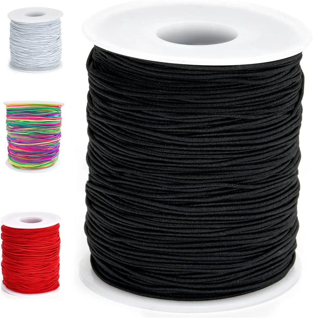 Incraftables Elastic String Cord Set of 3 Rolls (White, Black & Rainbow) 1mm Thick Stretchy Cording Set for DIY Jewelry Bead Mak