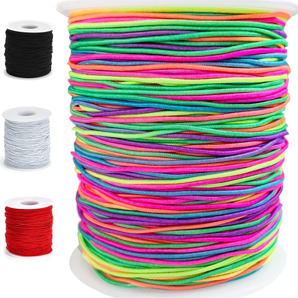 LUSTEMBER 1mm Stretchy Bracelet String, Sturdy Rainbow Elastic String Elastic Cord for Jewelry Making, Necklaces, Beading and Crafts