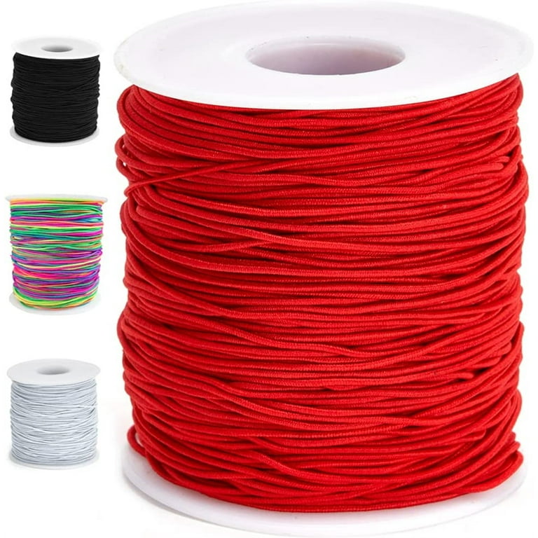 NOGIS Elastic String for Bracelets, Elastic Cord Jewelry Stretchy Bracelet String  for Bracelets, Necklace Making, Beading and Sewing (1MM, 109 Yards, Red) 