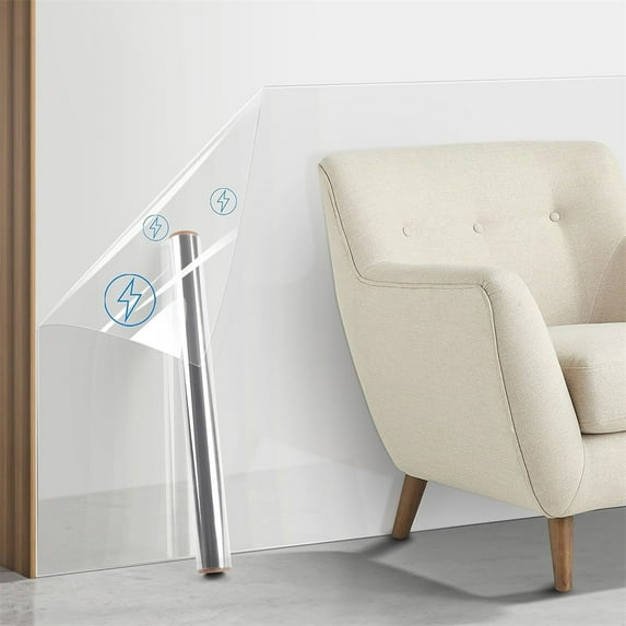 Aippl Electrostatic Wall Protective Film, Clear Wall Protector Removable Contact Paper, Transparent Static Cling, Plastic Wall Protector from Chair Back, Furniture,Door (17.7X196.8 Inches)