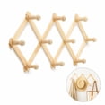 thumbnail image 1 of NOGIS Wood Accordion Wall Rack with 10 Hooks, Multi-Purpose Accordion Style Wooden Hat Rack Wall Mounted, Wood Expandable Peg Rack- for Keys, Coffee Mug, Coats, Wood Brown, 1 of 7