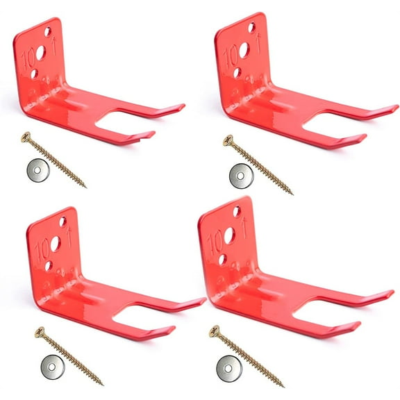 NOGIS Extinguisher Bracket for Fire Extinguishers with Valve Body Slots Neck Under 1 in, Fork Style Fire Extinguishers Hanger for 5lb-13lb Dry and Water Extinguishers. (Red, 4 Pack)