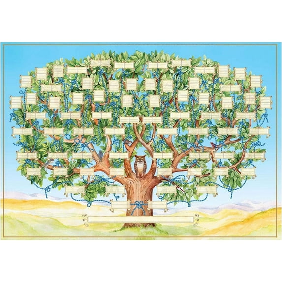 NOGIS Family Tree Chart to Fill in - 23.6x35.4in 6 Generation Genealogy Poster Blank Fillable Ancestry Chart | Large Print Family Tree Picture Frame Wall Decor Gift for Family Member