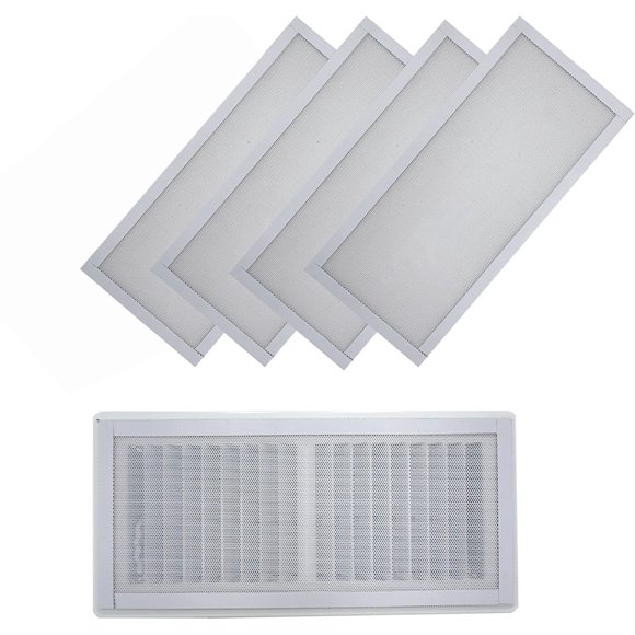 NOGIS Floor Vent Covers Rectangle Air Vent Screen Cover Magnetic Vent Mesh Floor Register Cover Plastic Vent Screen for Wall Ceiling Floor Catch Debris Hair Insect, White (4 Pieces,4 x 10 Inch)