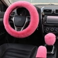 thumbnail image 1 of NOGIS Fluffy Steering Wheel Cover, Fuzzy Steering Wheel Cover for Women, Furry Steering Wheel Covers with Handbrake Cover Gear Shift Cover, 1 Set 3 Pcs, 14.96Inch (Pink), 1 of 7