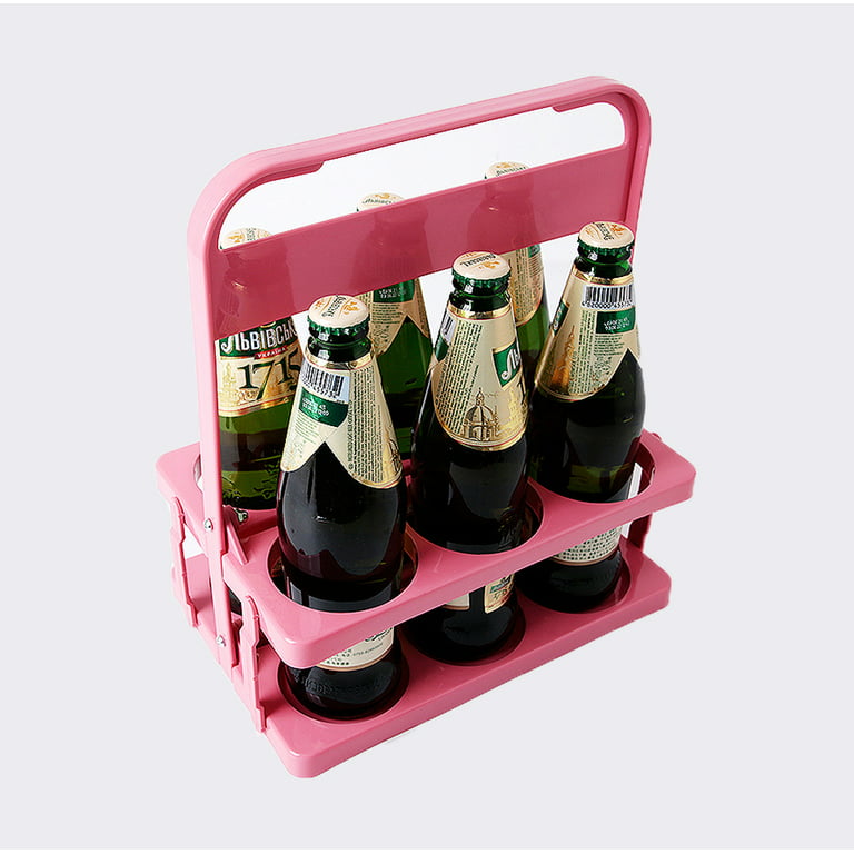 NOGIS Foldable Plastic Drink Carrier, 6 Cup Reusable Beverage Delivery  Holder, Beer Bottle Holder with Handle for Party, Grubhub, Instacart,  Ubereats Drivers, Restaurant (Pink) 
