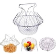 thumbnail image 1 of NOGIS Foldable Stainless Steel Deep Fry Basket Multifunction Steam Rinse Strain Fry Strainer Net Telescopic Folding Basket Fry Basket for Fried Food or Fruits Kitchen Utensil Cooking Net Gadget, 1 of 7