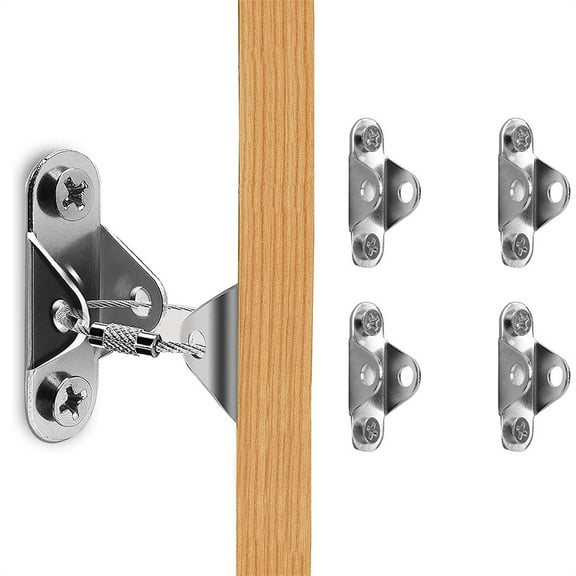 NOGIS Furniture Anchors (2 Pack), Up To 400 Pounds Tension Earthquake Resistant Metal Straps, Keep Furniture From Collapsing And Children Safe. (Silver)