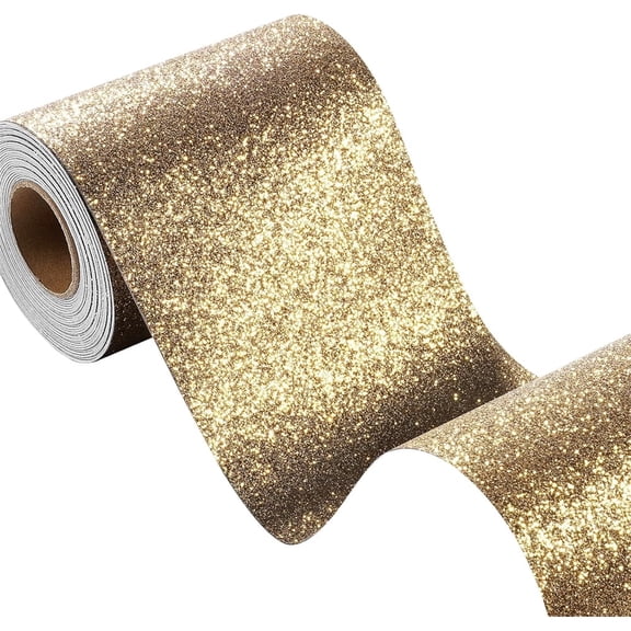 NOGIS Glitter Wallpaper Border Mirror Frame Border Peel and Paste Wallpaper for Bathroom Bedroom Wall Bulletin Board Border 3.9"X118" Self Adhesive Contact Paper Removable Wallpaper (Champagne)