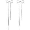 thumbnail image 1 of NOGIS Gold Silver Bow Earrings for Women Sparkly Cute Ribbon Drop Dangle Fashion Jewelry Gift（Silver）, 1 of 7