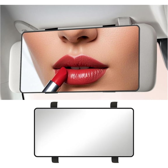 NOGIS HD Large Car Mirror Vanity with Straps,Multifunctional Car Makeup Mirror for Cars Sun Visor,Essential Interior Car Accessories CCar Visor Mirrors for Cars,SUVs,Trucks (Black)