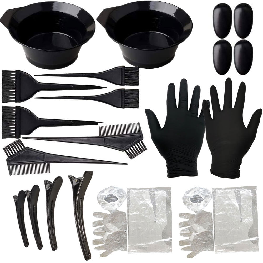 NOGIS Hair Dye Coloring Kit, 20pcs Hair Dyeing DIY Tool Hair Tinting Bowl Dye Brush Disposable Gloves Cape Ear Cover for Salon and Home Use Hair Coloring