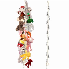 NOGIS Hanging Stuffed Animals Storage Chain - Stuffed Animal Chain Organizer with 20 Metal Clips,78.4 Inch Display Holder Chain for Wall or Corner Decor,Hanging Hats,Socks,Holiday Cards