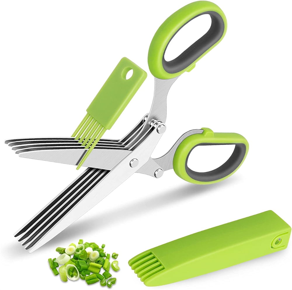 NOGIS Herb Scissors with 5 Blades and Cover Cool Kitchen Gadgets