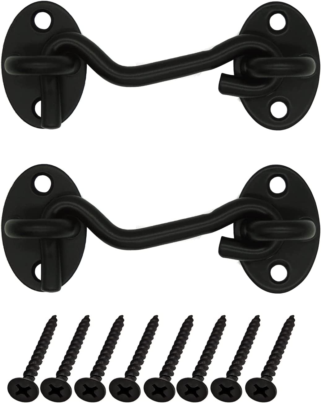 NOGIS Hook and Eye Latch, 3“ Solid Stainless Steel Barn Door Latch with Mounting Screws, Door