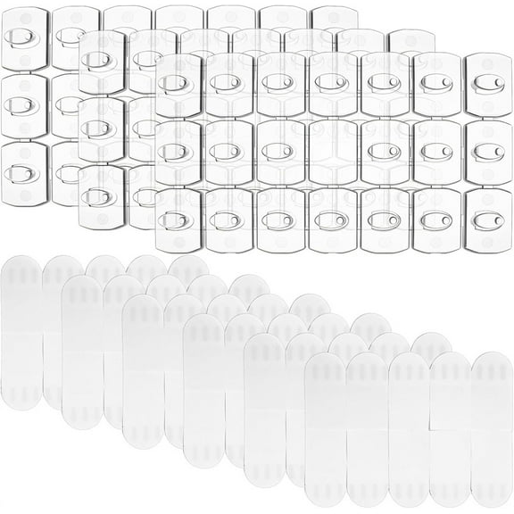 NOGIS Indoor Mini Light Clips, Damage Free Hanging Christmas String Light Hooks with Adhesive Strips, Clear Wall Clips for Hanging Lights Xmas Decor and Cables, 60 Clear Clips and 72 Strips