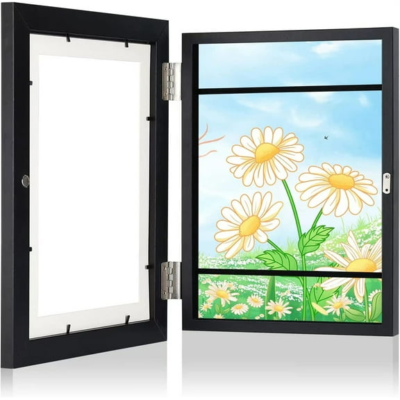 NOGIS Kids Artwork Frames Changeable ,8.3x11.8 Artwork Frame with HD Class , Horizontal And Vertical Art Display For Kids Artwork,Photos,Crafts,Drawing,Art Projects (Black-1PC)