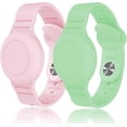 thumbnail image 1 of NOGIS Kids Waterproof Airtag Bracelet Compatible with Apple AirTag, Hidden Silicone Protective Case for Air Tag GPS Tracker Holder, Adjustable Watch Band for Toddler Child (Pink & Green), 1 of 7