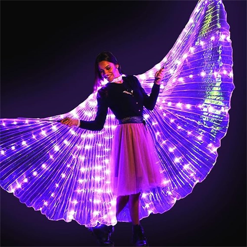 NOGIS LED Lights Belly Dance Wing Light up Isis Wings for Adults, Bellydance Glow Angel Dance