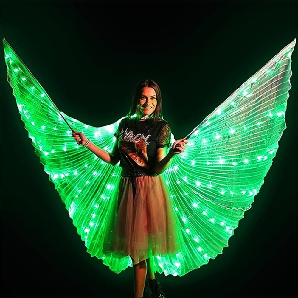 NOGIS Light Up Led Isis Wings Belly Dance Carnival Rave Costumes Outfitsfor Adults for Christmas