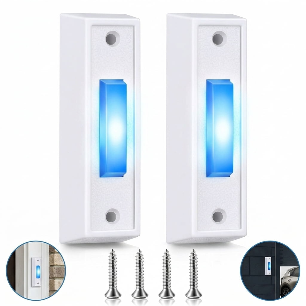 NOGIS Lighted Doorbell Button, Garage Door Opener Switch with LED Light ...