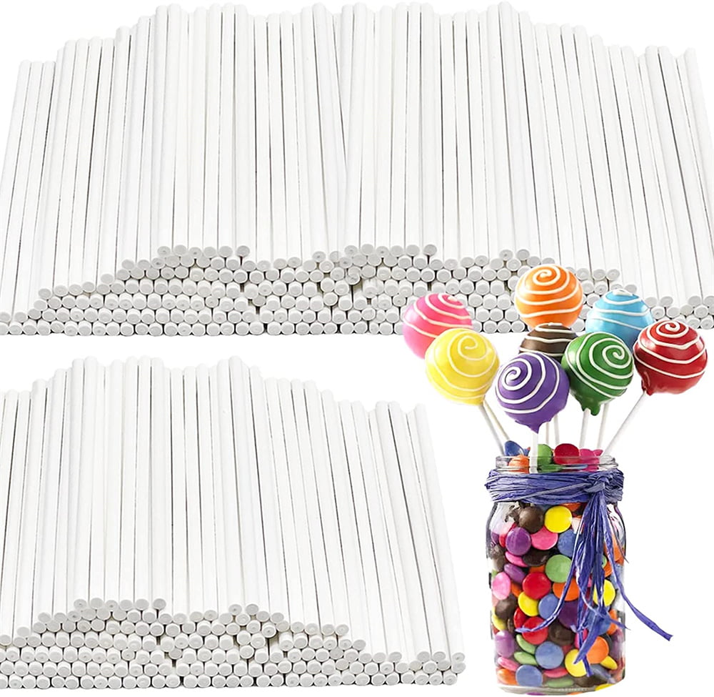 300 PCS Cake Pop Sticks and Wrappers Kit, Each of 100 Pieces White Paper  Lollipop Sticks Cake Pop Bags Colorful Metallic Twist Ties for Halloween