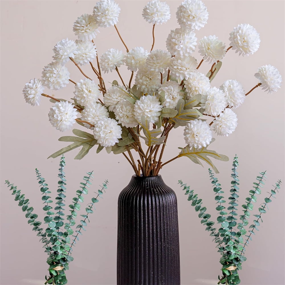 NOGIS Luxury Faux Flower Arrangements - High-End Artificial Flowers in Vase - Realistic Faux Peonies & Floral Stems - Beige, White & Champagne Flowers - Elegant Neutral Home Decor