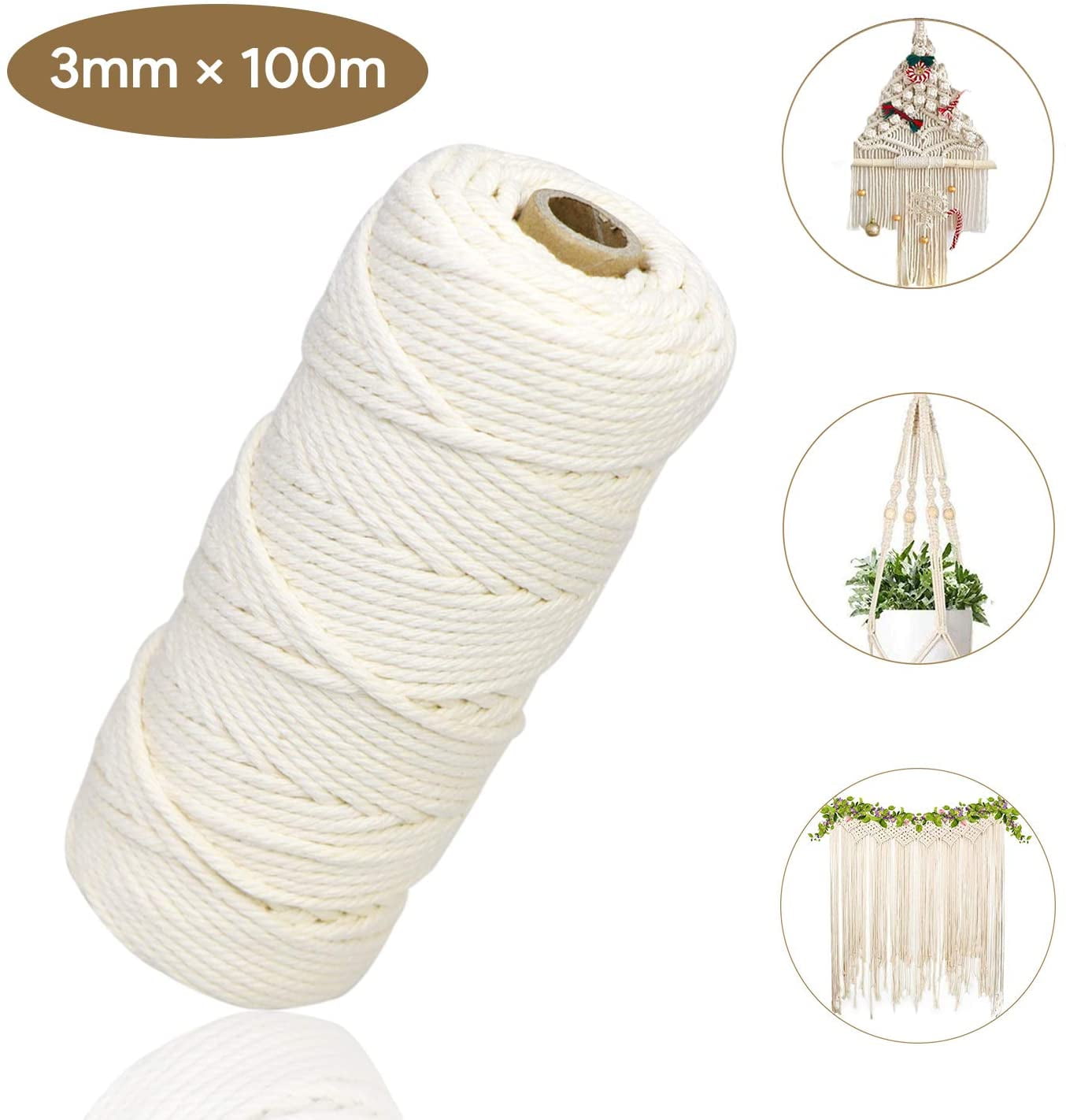Macrame Cord 3/4mm 300m 100% Natural Cotton Macrame Rope Cotton Cord for  DIY Crafts Knitting Plant Hangers Wedding Decor White - AliExpress