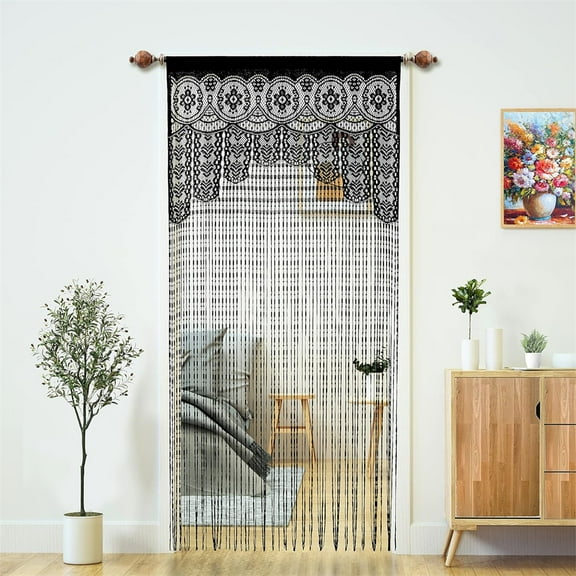 NOGIS Macrame Lace Door String Curtain for Doorways,Room Divider Doorway Hippie Window Panel Room Divider Wall Closet Curtains for Bedroom Closet Door Drapes Decorations (39.3×79in,Black)