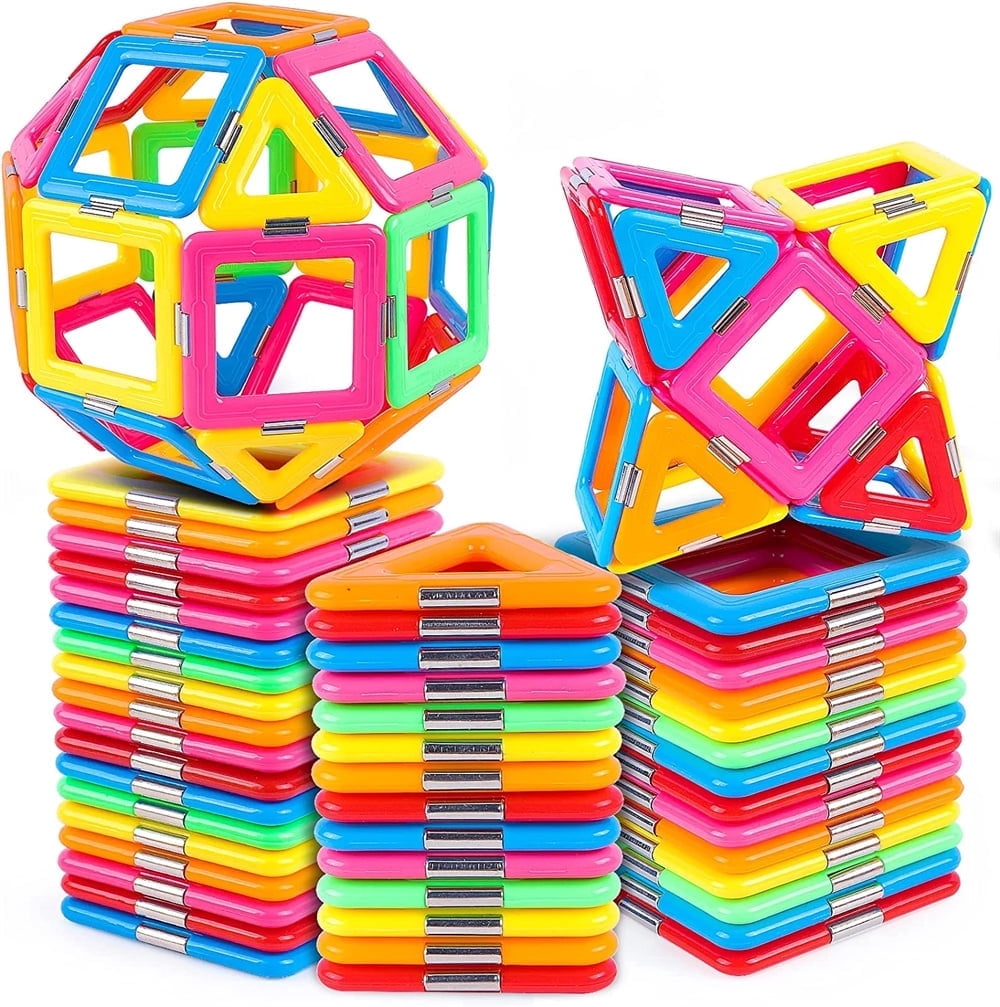 NOGIS Magnetic Blocks Tough Building Tiles Toys for 3+ Year Old Learning by Playing Games for Toddlers Toys Compatible with Major Brands Building Blocks (100 Pcs )