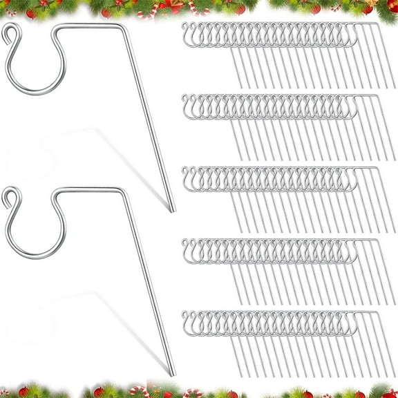 NOGIS Metal Christmas Light Gutter Hooks Christmas Light Hanger Hooks for Gutters Stainless Steel Xmas Outdoor Light Hooks Clips for Christmas Light Kitchen Bathroom Garden(Silver,100 Pieces)