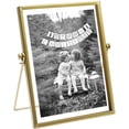 thumbnail image 1 of NOGIS Metal Picture Frames Vintage Minimal Ornate Floating Easel Stand Photo Frames Antique Vertical Glass Frame for Pictures Photos Desk Tabletop Display,6 Inches (Gold), 1 of 7