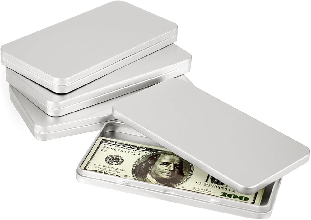 NOGIS Metal Rectangular Cash Box with Lid Currency Tray Money Holder ...
