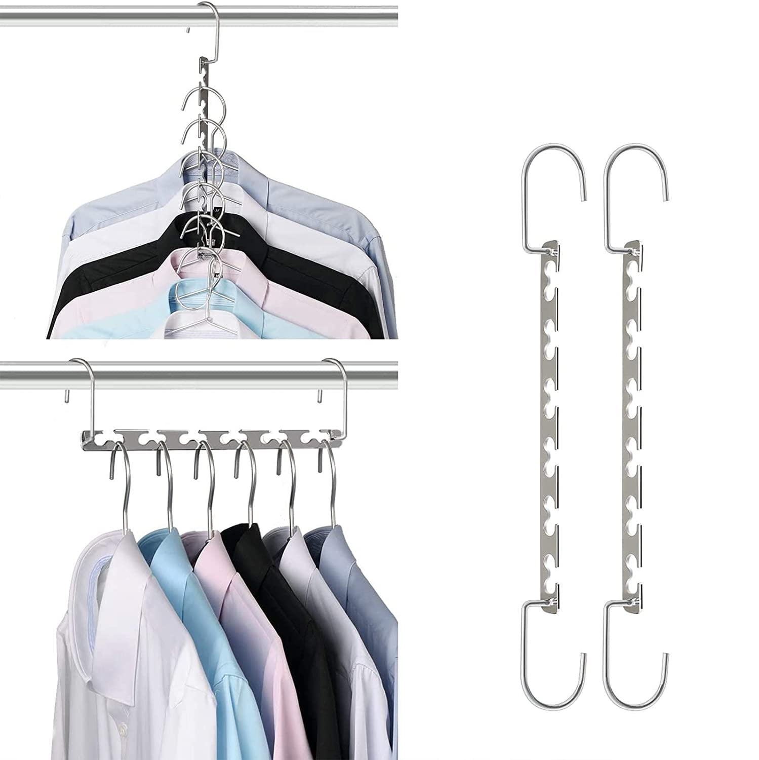 NOGIS Hanger 1 Pack Multilayer Anti-Slip Clothes Rack Space Saving Clothes  Hangers 5 in 1 Multifunctional Adult Clothes Rack for Household Space Saver  