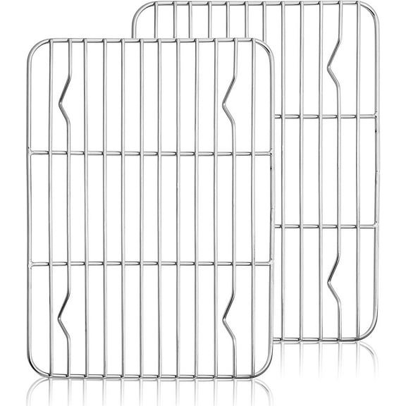 NOGIS Mini Cooling Rack Set of 2, Stainless Steel 11.6" x 9" Small Baking Rack, Fit Small Toast Oven, Cooking Rack for Cooling Grilling Roasting, Rust Resistance