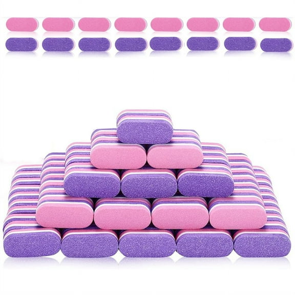 NOGIS Mini Nail Buffer (40 Pack), Buffers for Acrylic Nails and Natural Nails, 100/180 Grit Nail Buffer Block Nail File Bulk Small Buffing for Nail Buff Professional Manicure Set Purple/Pink